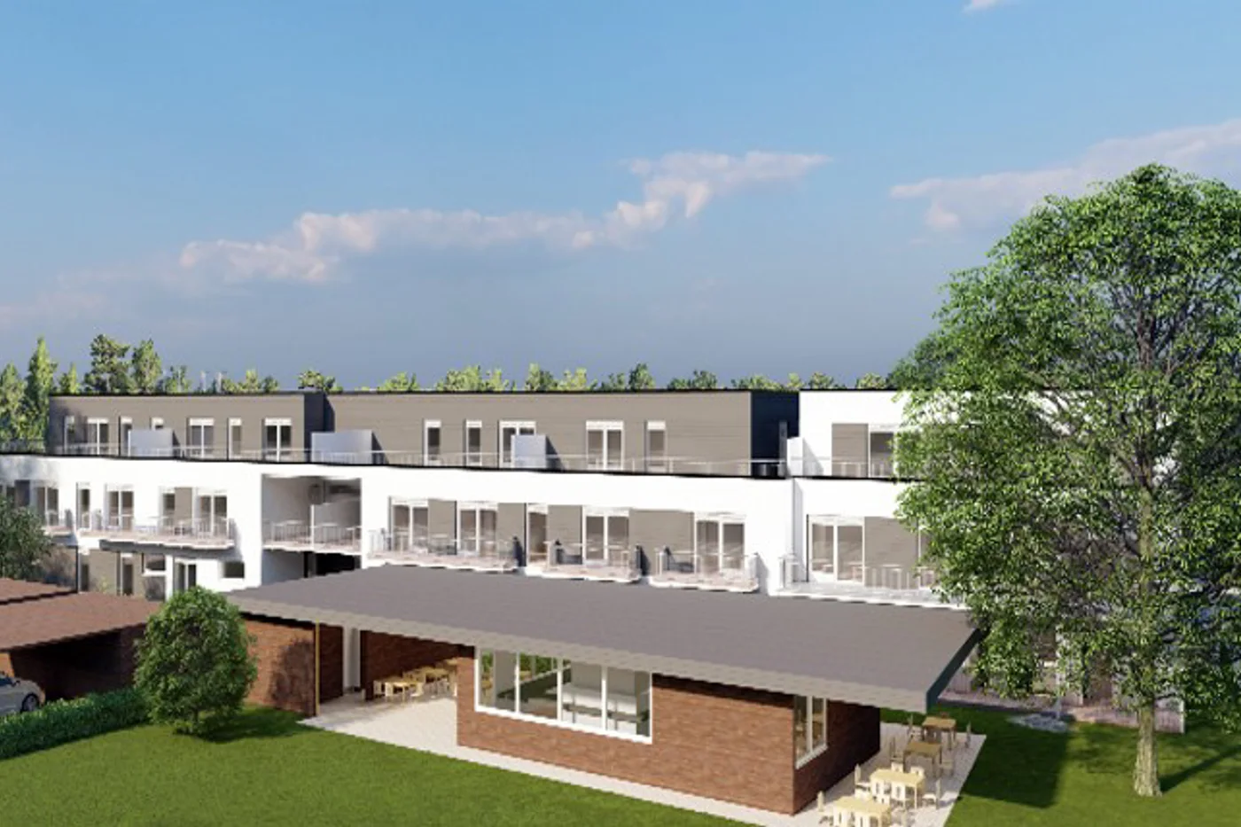 Render des Sternengarten Weisweil mit medizinischer Versorgung und barrierefreiem Wohnen